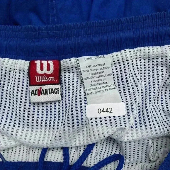 VTG Wilson Shorts Large Men Blue Swim Mesh Pull On Drawstring Short Stripe - Picture 7 of 9